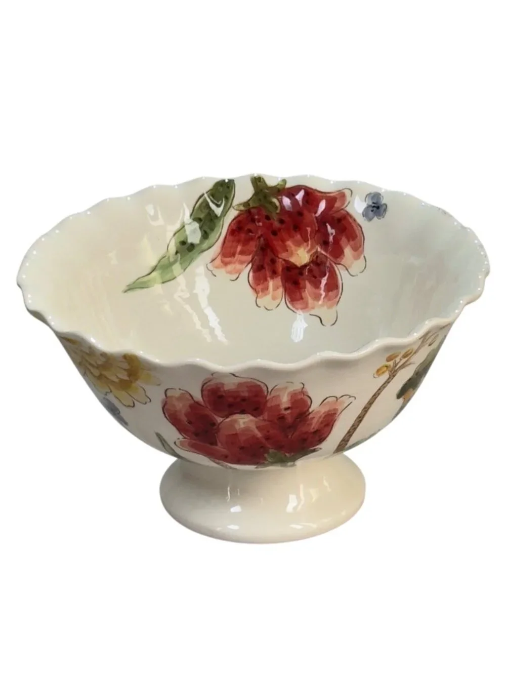 Mum Florals by Maxcera Multi-Purpose Ceramic Footed Pedestal Bowl